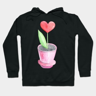 Heart plant in pink pot Hoodie